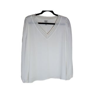 Worthington Sheer L Cream Blouse